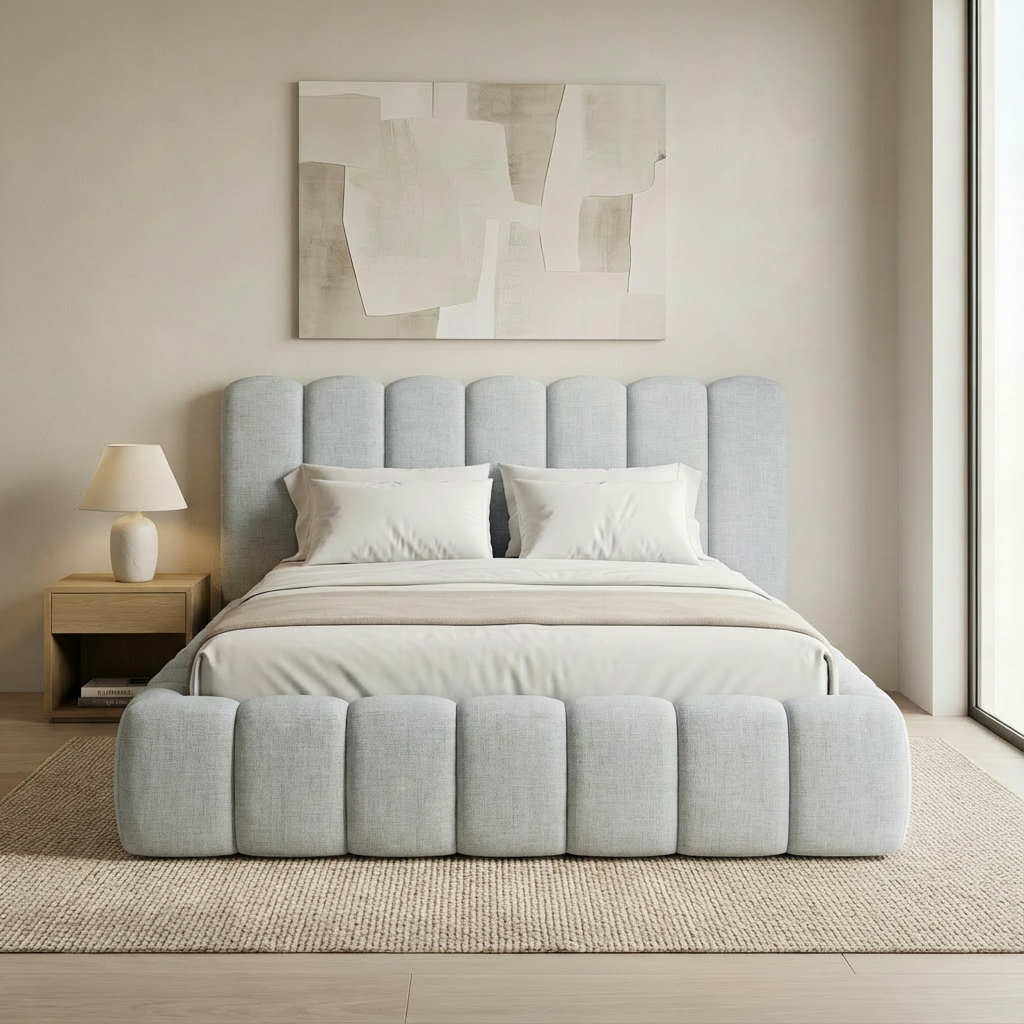 Cream Haven Cloud Bedframe Silver Linaso